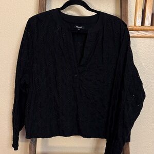 Madewell Black Textured Long Sleeve Top